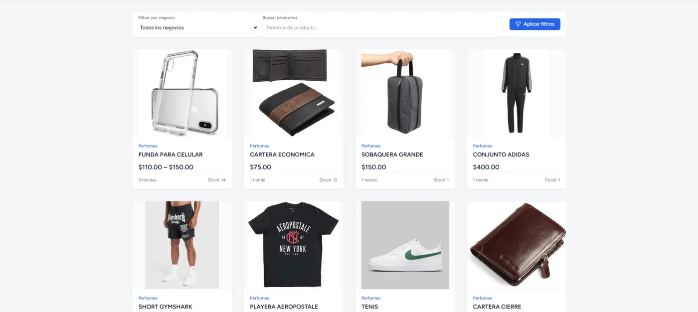 Catalogo de StockPoint POS con productos, filtros e inventario